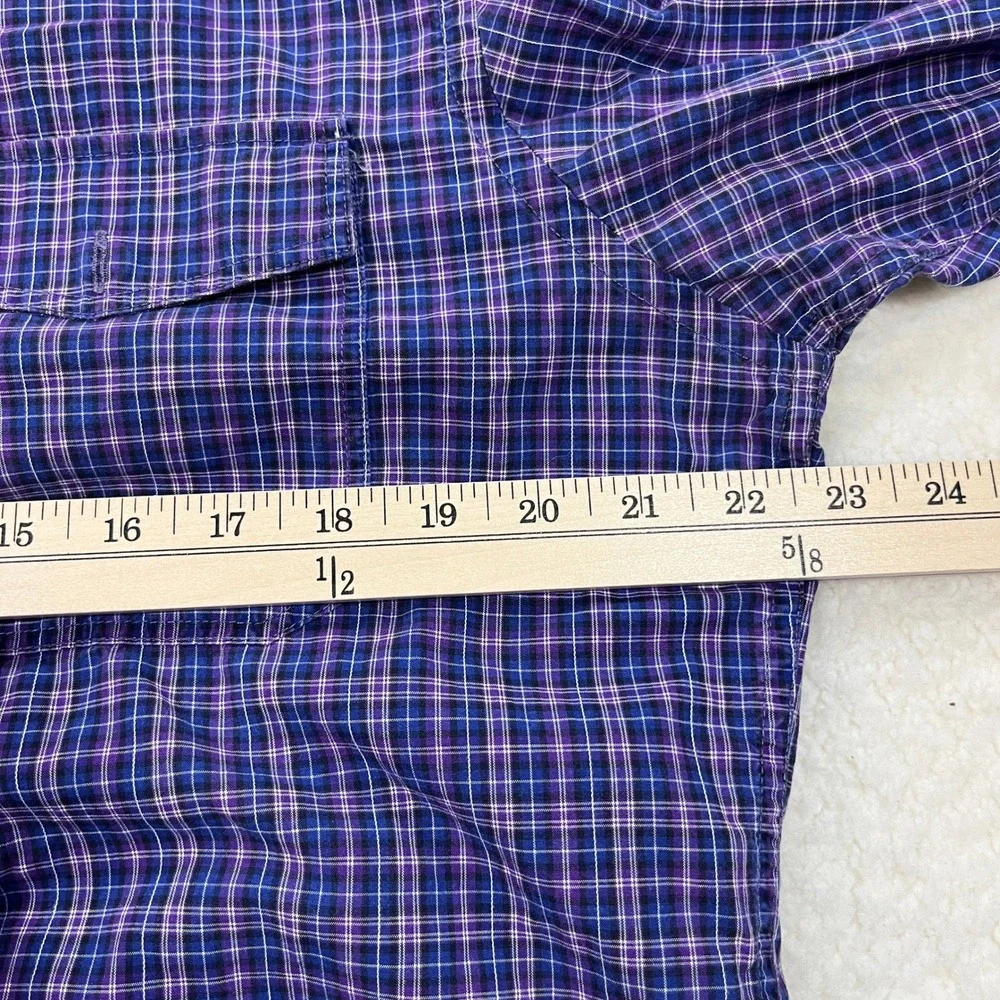 Banana Republic Shirt Mens Large Purple Plaid Soft Wash Button Down Long Sleeve